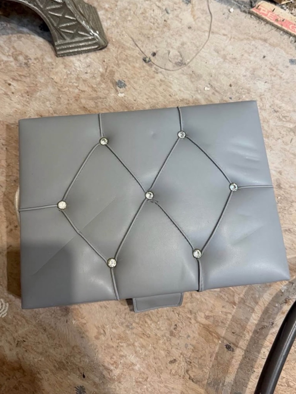 Gray Quilted Tablet Case with Rhinestone Accents - Women Accessories